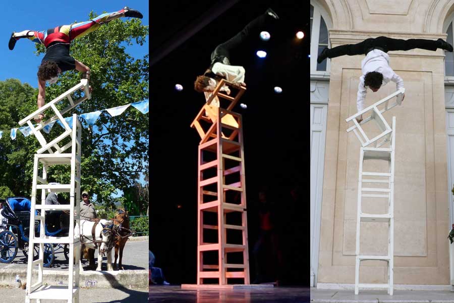équilibre sur chaises acrobatie cirque Provence PACA